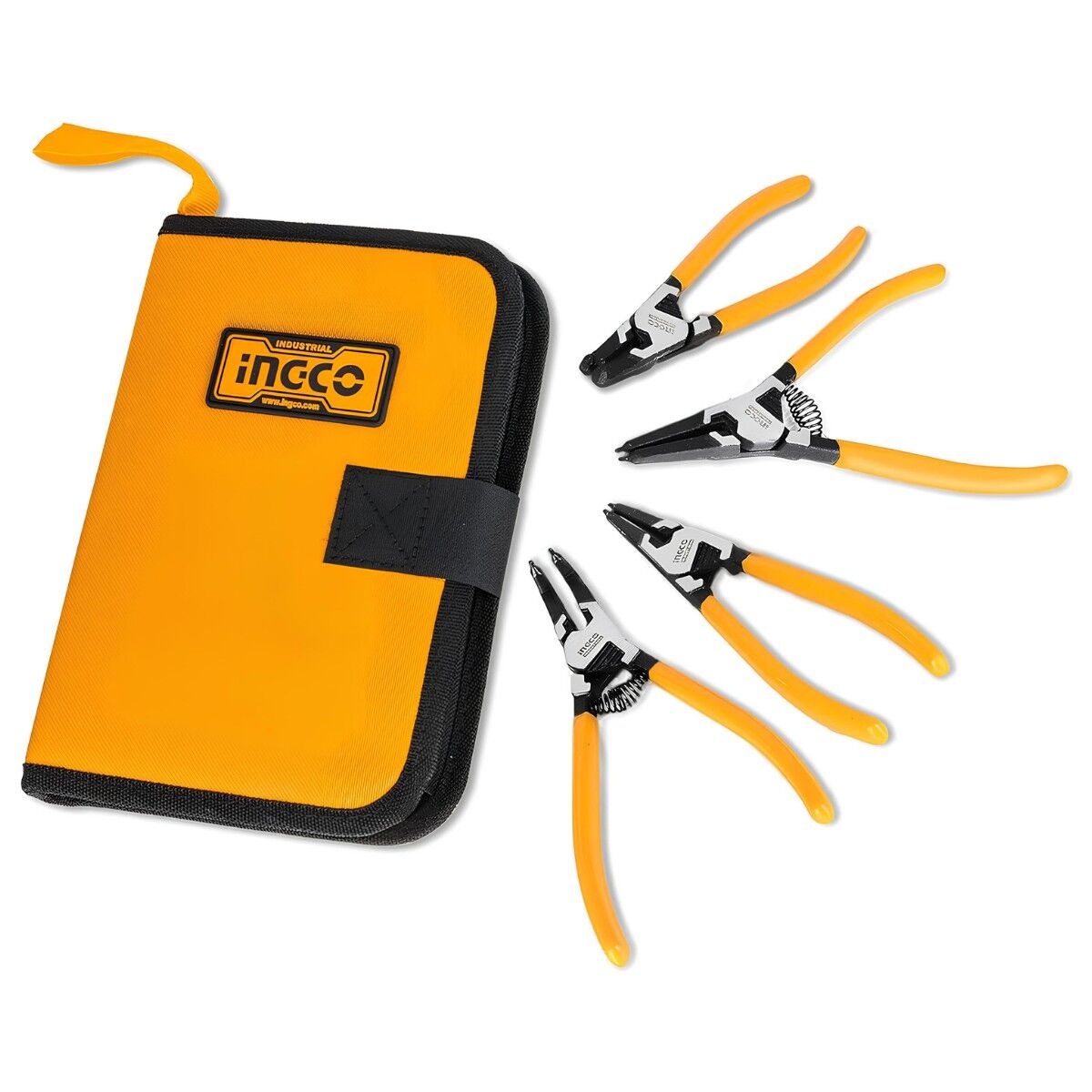 Ingco HCCPS26180 180MM 4'lü Çantalı Segman Pensesi Seti (Düz:iç/dış-Eğri:iç/dış)