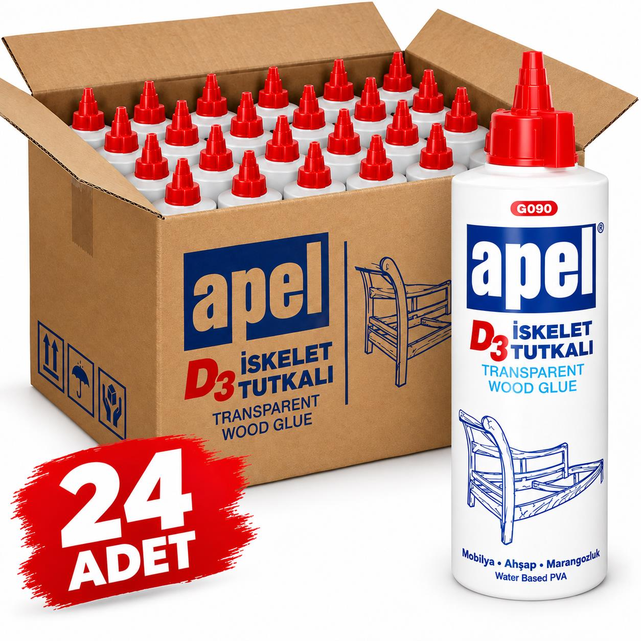 Apel D3 Şeffaf 700 gr 24'lü İskelet Tutkalı