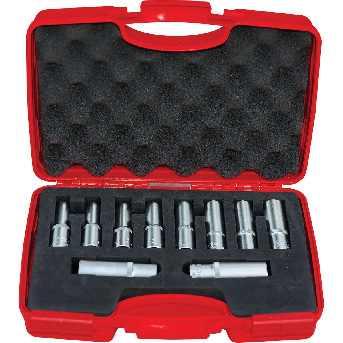 -1108006010-10 Parça 1/2'' Altı Köşe Derin Lokma Takımı