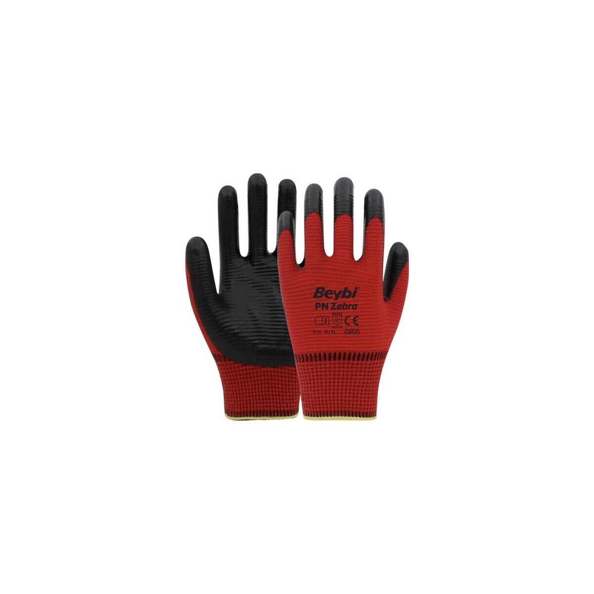 Pn Zebra No:10 Kırmızı Polyester  Nitril Kaplı Iş Eldiveni