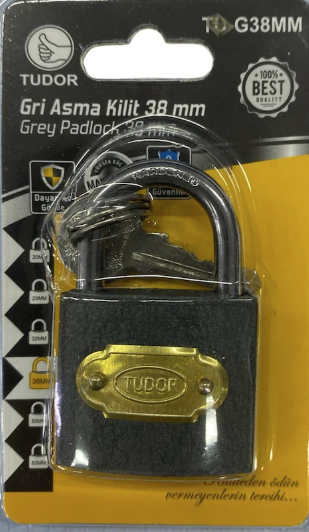 Tudor 38 Mm Kısa Gri Asma Kilit