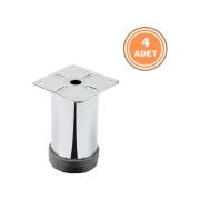 4 Adet Mobilya Ayağı Metal 8 cm Alttan Ayarlı 42 mm Krom Ayak