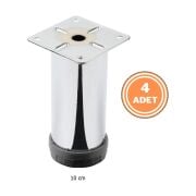 4 Adet Mobilya Ayağı Metal 10 cm Alttan Ayarlı 42 mm Krom Ayak