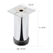 4 Adet Mobilya Ayağı Metal 10 cm Alttan Ayarlı 42 mm Krom Ayak