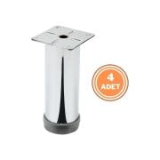 4 Adet Mobilya Ayağı Metal 12 cm Alttan Ayarlı 42 mm Krom Ayak