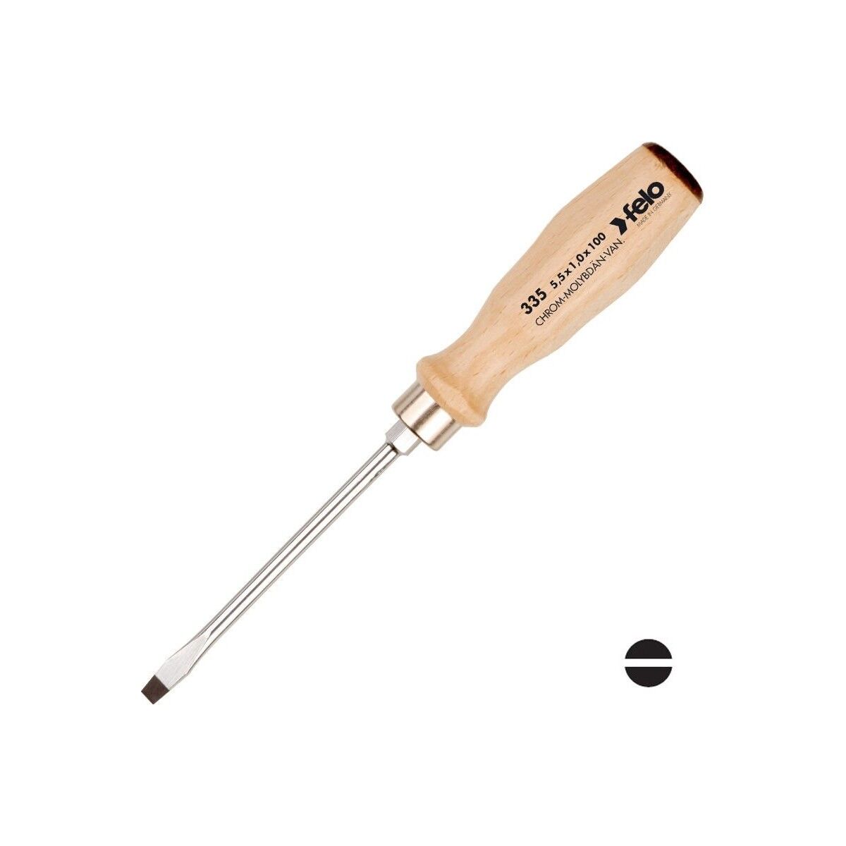 Ağaç Saplı Somunlu Düz Tornavida 5.5x100mm (335 Serisi)