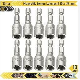 Manyetik Somun Lokması  10 x 45 mm (10 Adet)