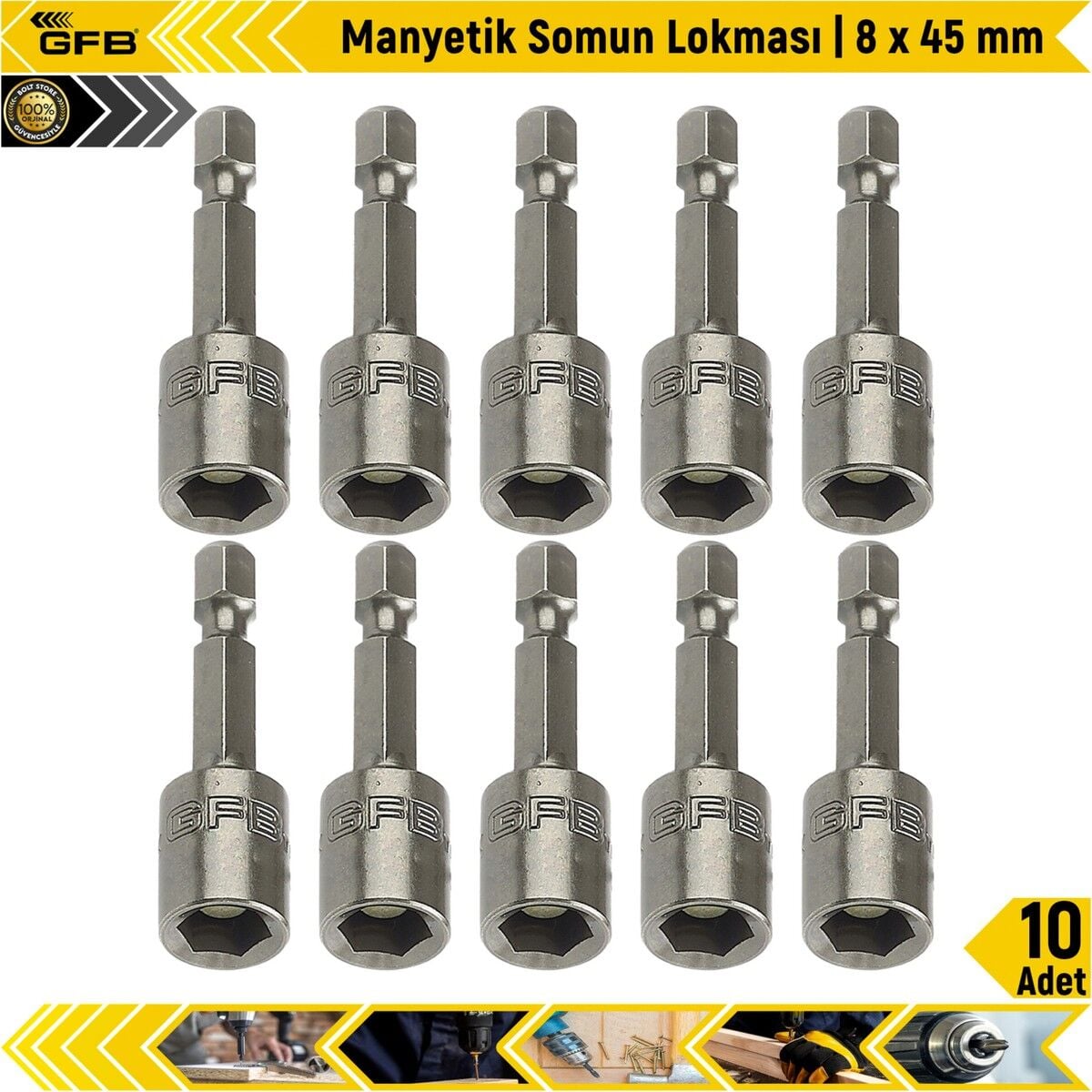 Manyetik Somun Lokması 8 x 45 mm (10 Adet)